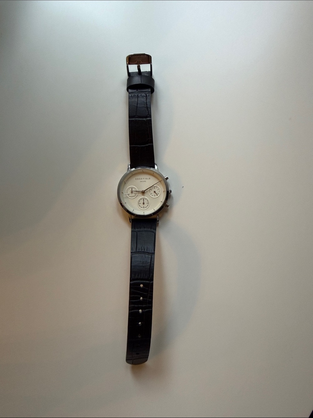 Borealis Women's Silver Dial Bracelet Watch with Black Leather Strap